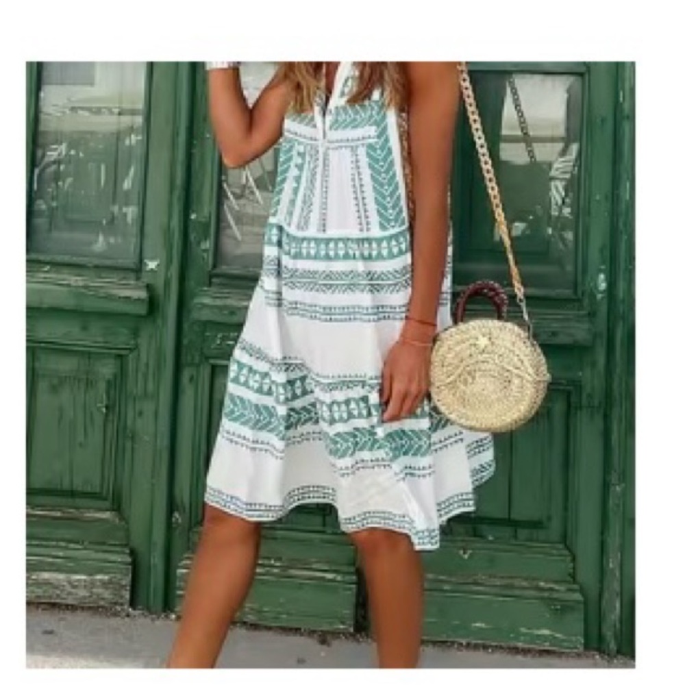 Green and White Summer Dress